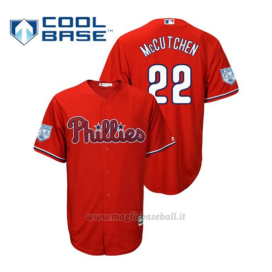 Maglia Baseball Uomo Philadelphia Phillies Andrew Mccutchen Cool Base Entrenamiento De Primavera 2019 Rosso